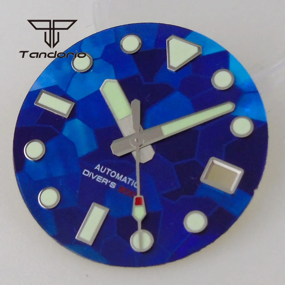Green Luminous Mother of Pearl Watch Dial with Date Window and Hands Set
