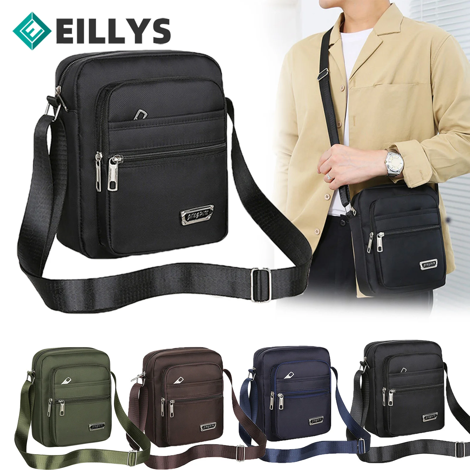 FashionMalesHighQualityMessengerBag46LayerZipperSingle