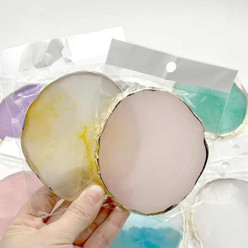 Round Resin Agate Stone Nail Art Palette for Manicure and Painting Display