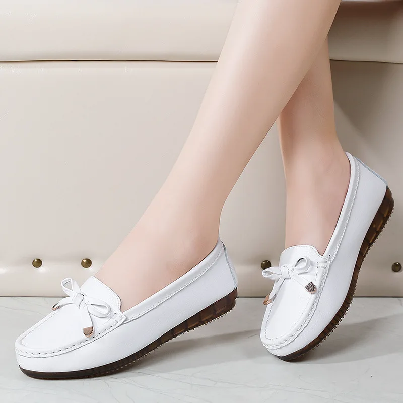 Autumn Fashion Sneakers Women Shoes Women Flats Loafers Round Toe Genuine Leather Women's shoes Flat Casual Walking Shoes
