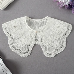 Chiffon Fake Collar Accessories Women European Style False Collar Embroidered Girl's Doll Collar Female Bow Tie Fake Collar