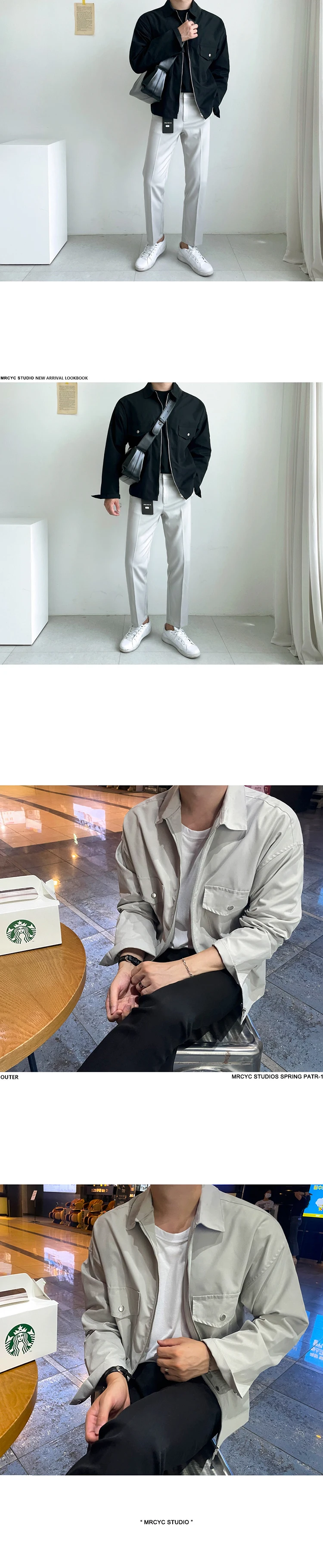 Description Picture 5 of itemSYUHGFA Solid Color Coat Men's 2024 Spring Summer Loose Turn-down Collar Coat Korean Style Trend Male Jacket Casual Tops