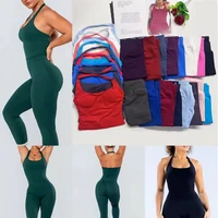 1DF-C Ensemble de sport 2 pièces pour femme, comprenant un haut de sport Halter Top Impact Gym et un ensemble de leggings de fitness 3