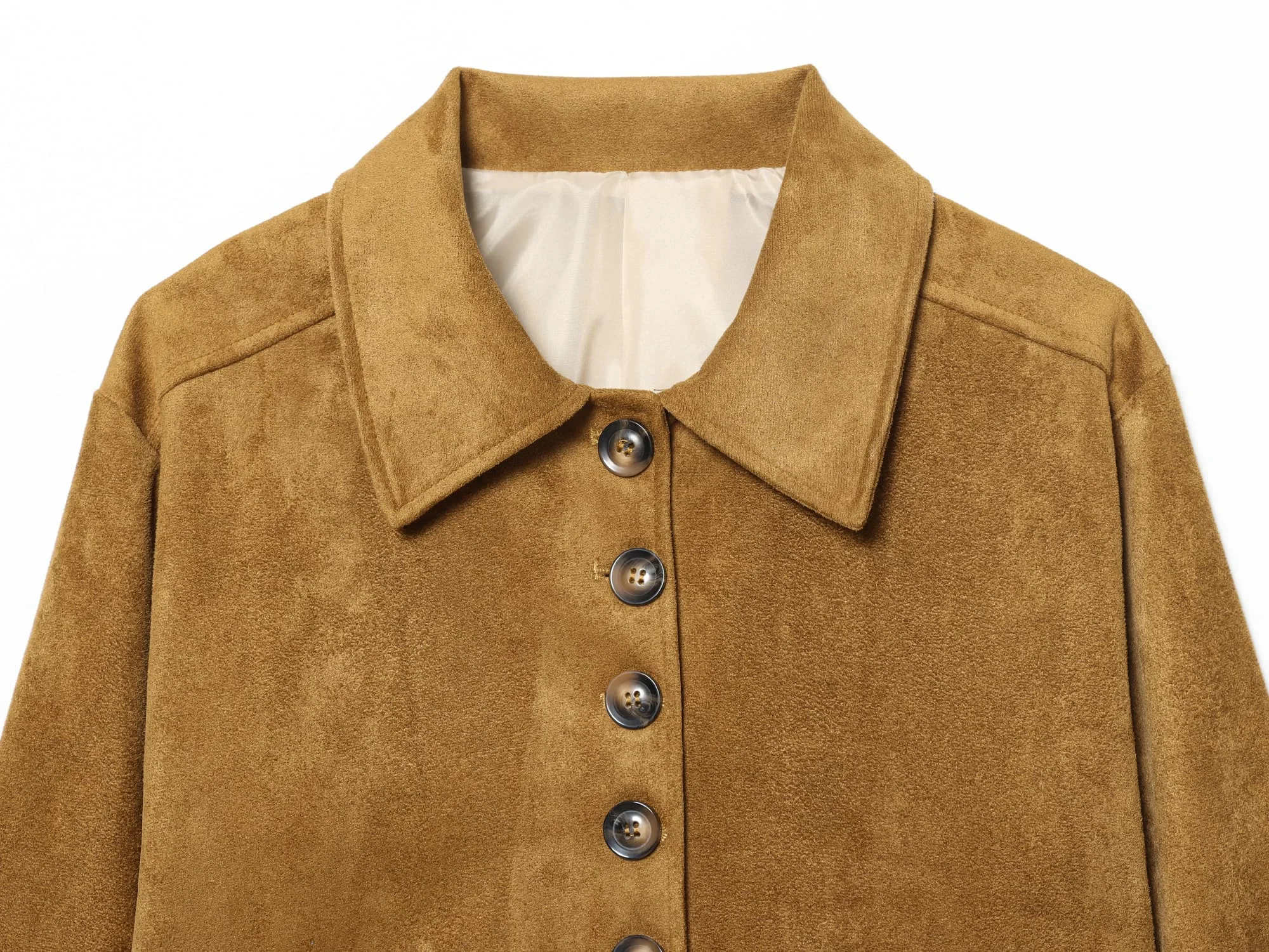 Women's Suede Casual Jacket Female Single Breasted Long Sleeved Jacket With Pockets Spring Autumn New Elegant Jacket Streetwear