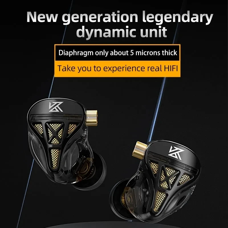 KZ DQS 이중 이동 코일 드라이브 유선 헤드폰(마이크 포함) HiFi Bass 이어버드 이어폰 이어폰 모니터 스포츠 소음 감소 헤드셋