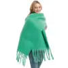 Autumn and Winter Warm Solid Colour Shawl for Women Long Tassel Rough Beard Grass Green Thickened 26 Colours Scarf 2