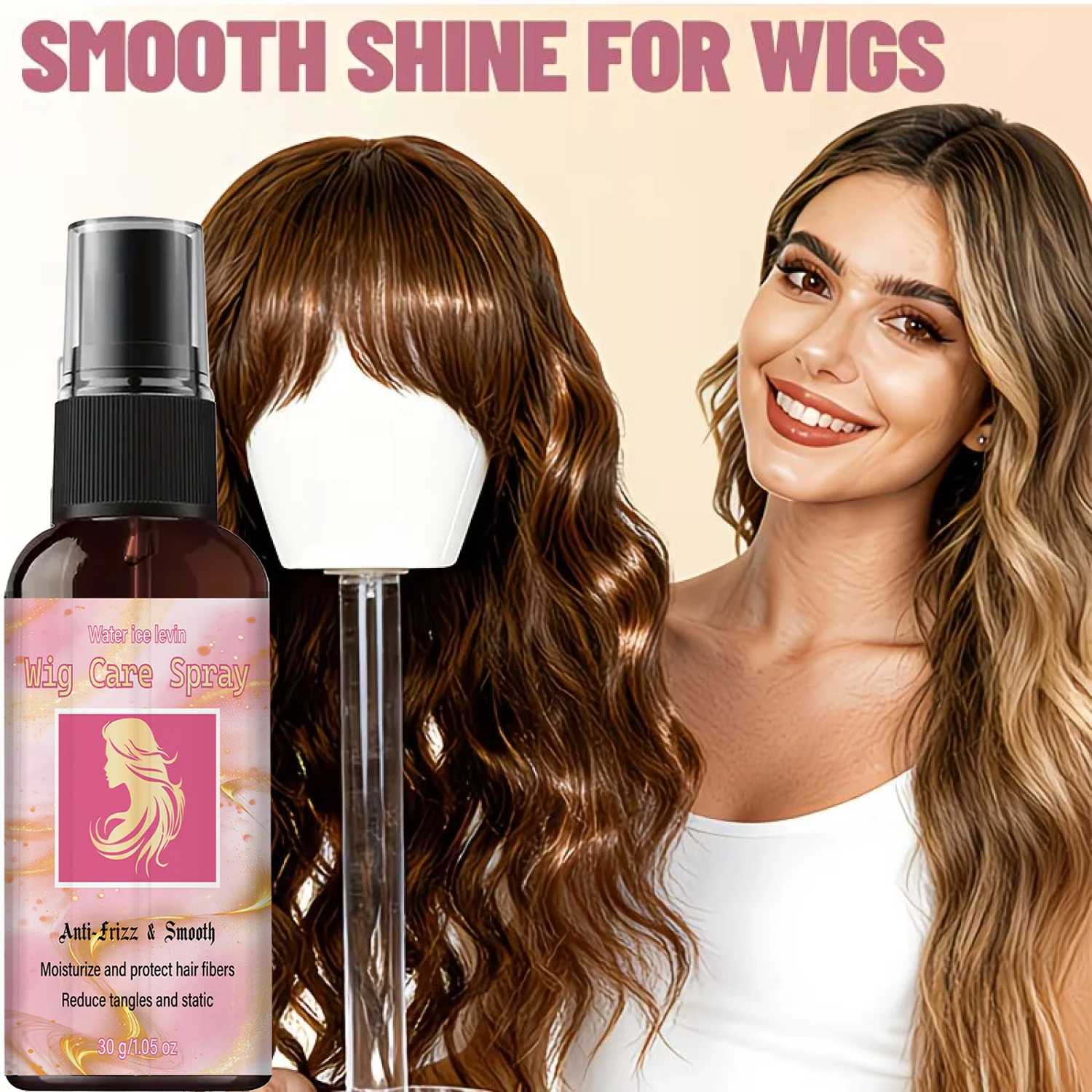 Wig Care Spray with Collagen, Anti-Frizz & Smooth, Moisturizing & Static Reducing