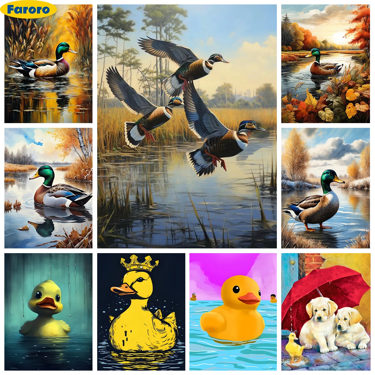 Mallard DIY Diamond Art Painting Duck Portrait 5D Diamond Embroidery Cross Stitch Living Room Bedroom Wall Decor Handmade Gift