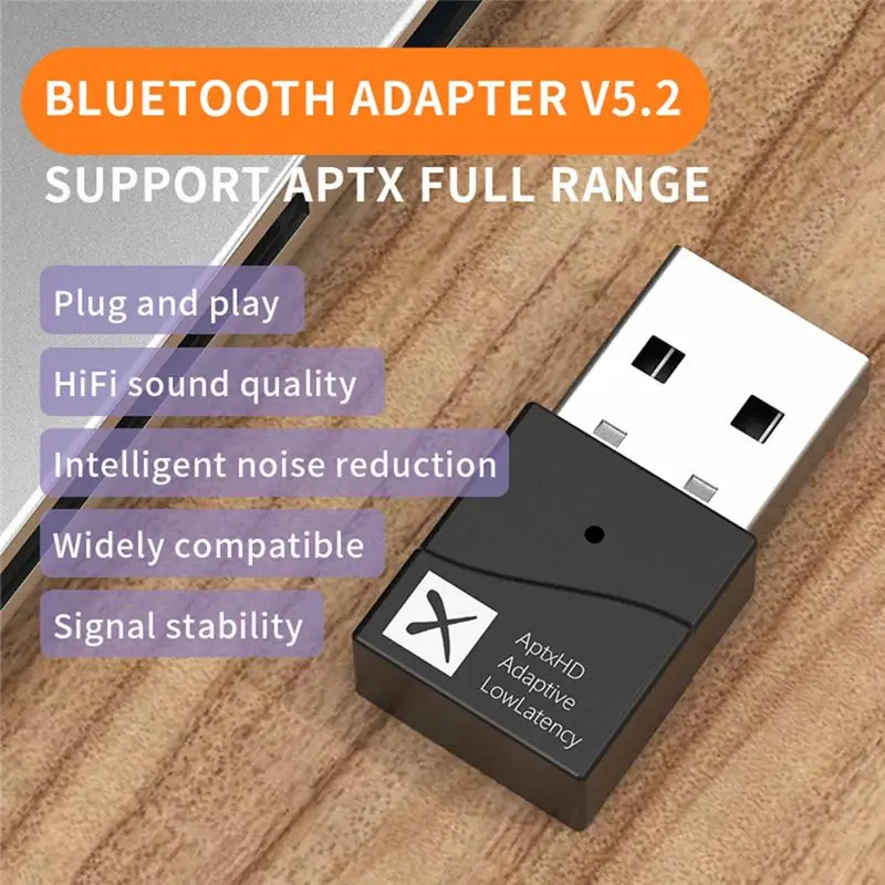E-Easy To Use-APTX HD LL 저지연 블루투스 5.2 무선 오디오 어댑터 USB 송신기 PS용 핸즈프리 통화 기능