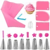 Silicone Piping Bags and Tips Set Cake DIY Decorating Kit with Stainless Steel Nozzle Reusable Silicone Pastry Baking tool 2
