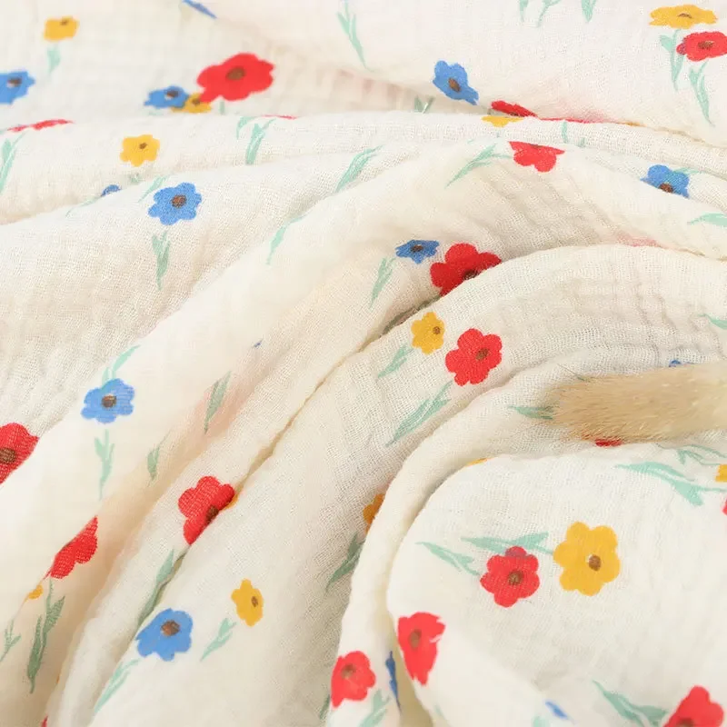 Stock Crepe Printing Fabric Blue Lotus Flower Baby Cap Scarf Romper Material Wax Printed Clothing Fabric From China Mainland