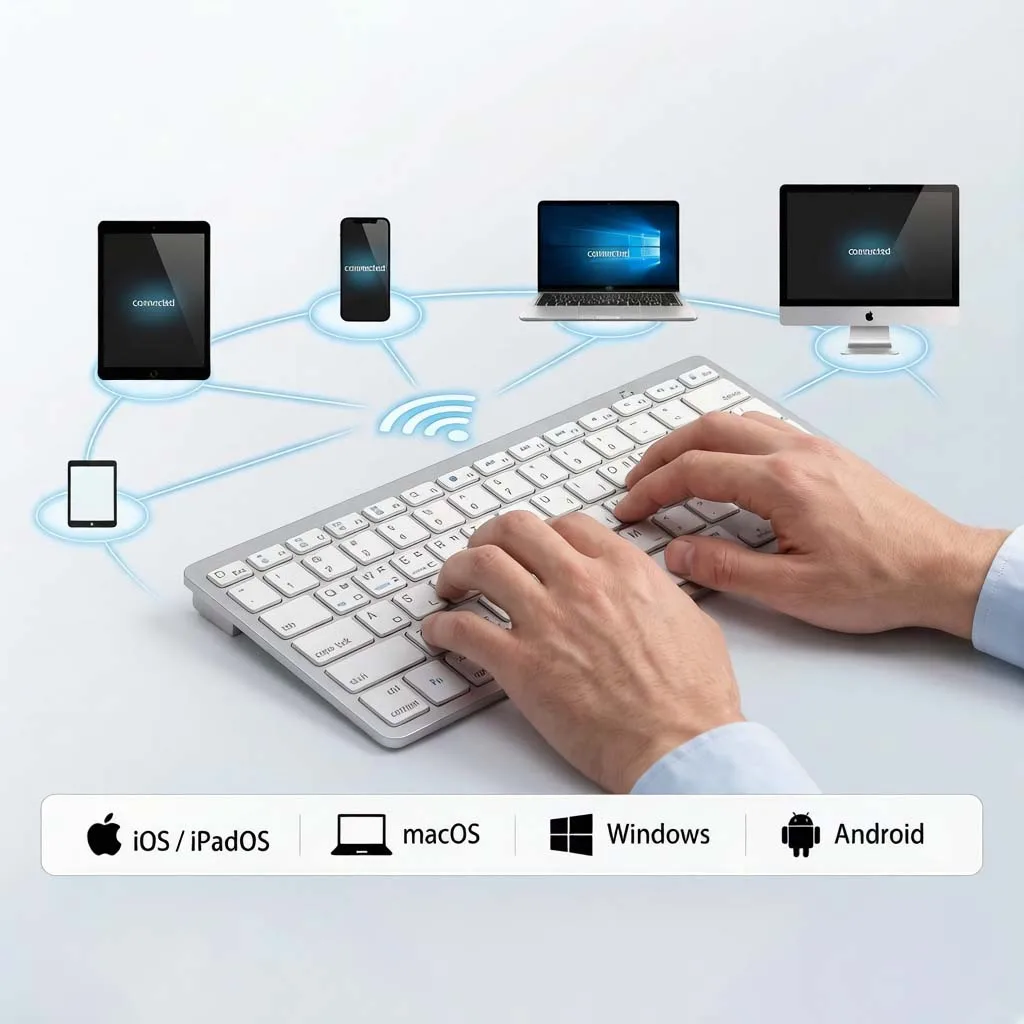 iPad/iPhone/MacBook Air용 초박형 저소음 한국어 키보드, 노트북/컴퓨터/Surface용