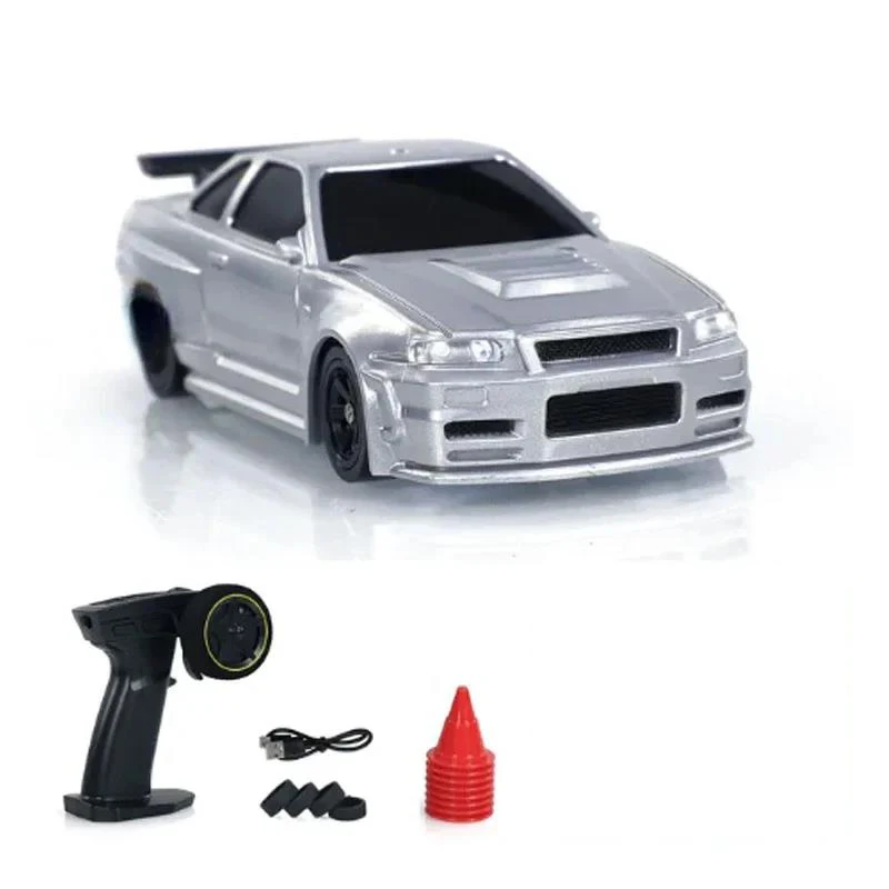 Mini Auto RC Drift 1/43 Con Luci LED – 4WD, Controllo Proporzionale 2.4GHz, Telecomando O Smartphone, Pronta All'Uso (RTR)