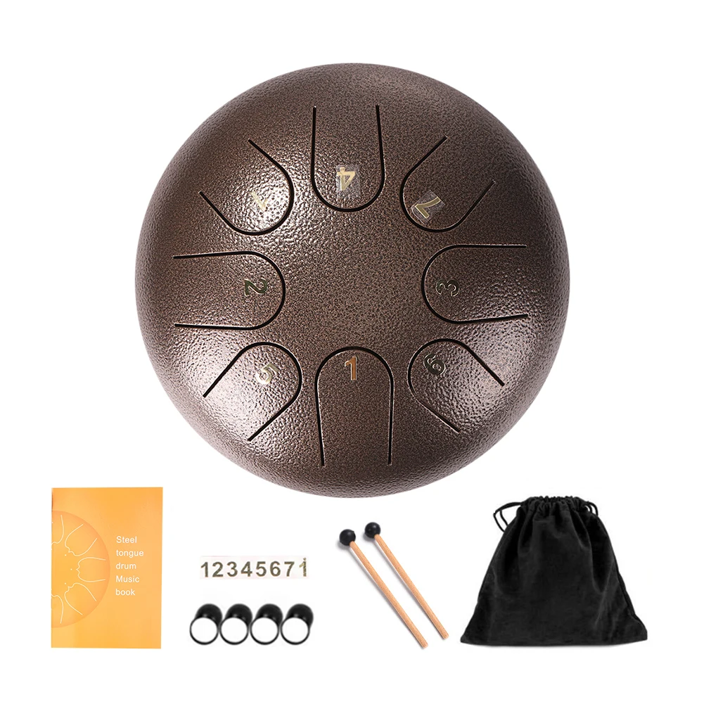 Tambour de langue Tongue Drum Steel Tongue Drum 8 Notes 6 pouces