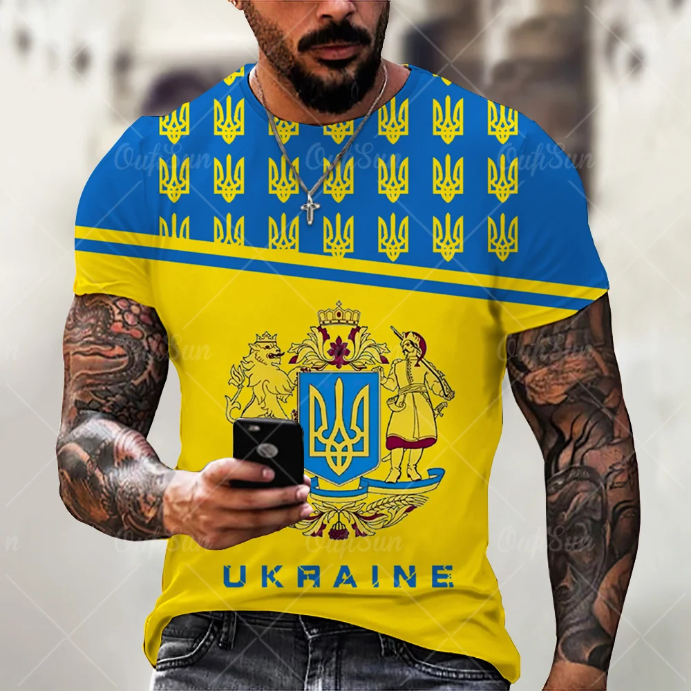 Vintage 3D Printed T-Shirts for Men Ukrainian T Shirt Men Clothing New Flag Short Sleeves Summer Fashion O-Neck Harajuku Top Tee