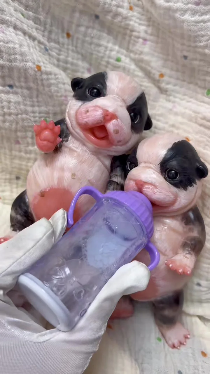 17cm Mini Silicone Dog Doll Can Open Mouth 3D Painted Soft Touch
