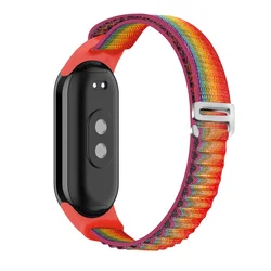 Alpine Loop Adjustable Nylon Strap - Breathable & Soft Elastic Wristband - Mi Band 8 (Rainbow)