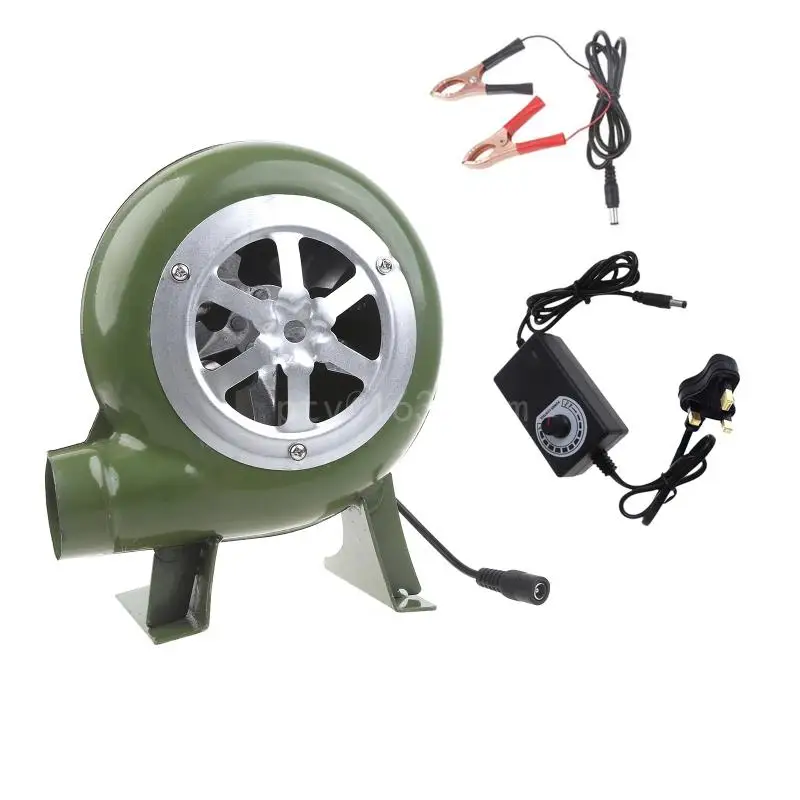 BBQ Fan Barbecue Blower Air Hand Metal Fan BBQ Mini Blacksmith Forges Blower 3-12V with Air Duct Camping Outdoor