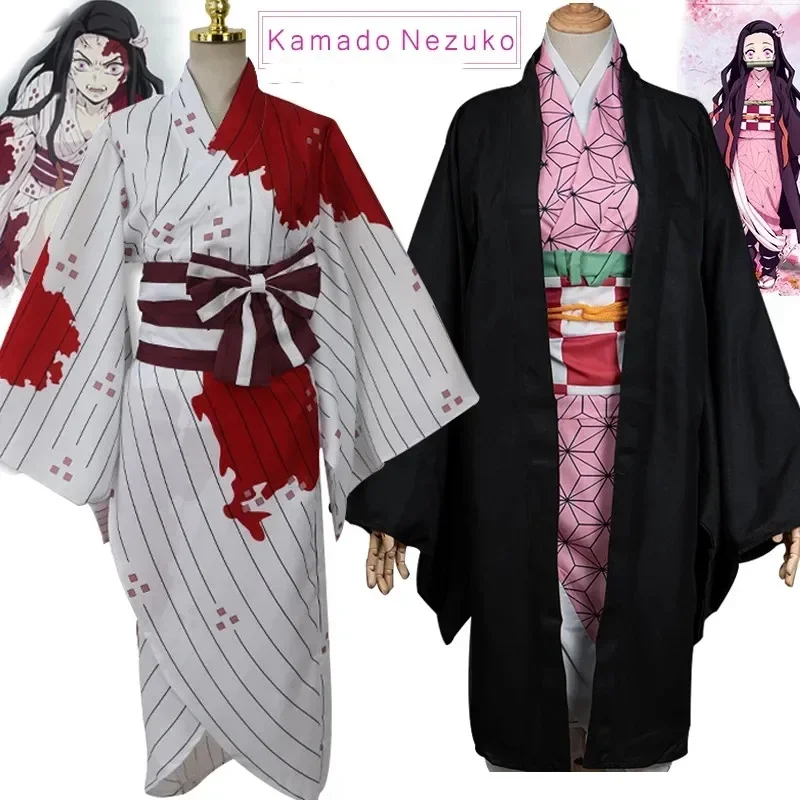 Demon Slayer Kamado Nezuko Kimono Cosplay Bloodstain Kamado Nezuko Kimetsu No Yaiba Donne Cutumes Kimono Adulto