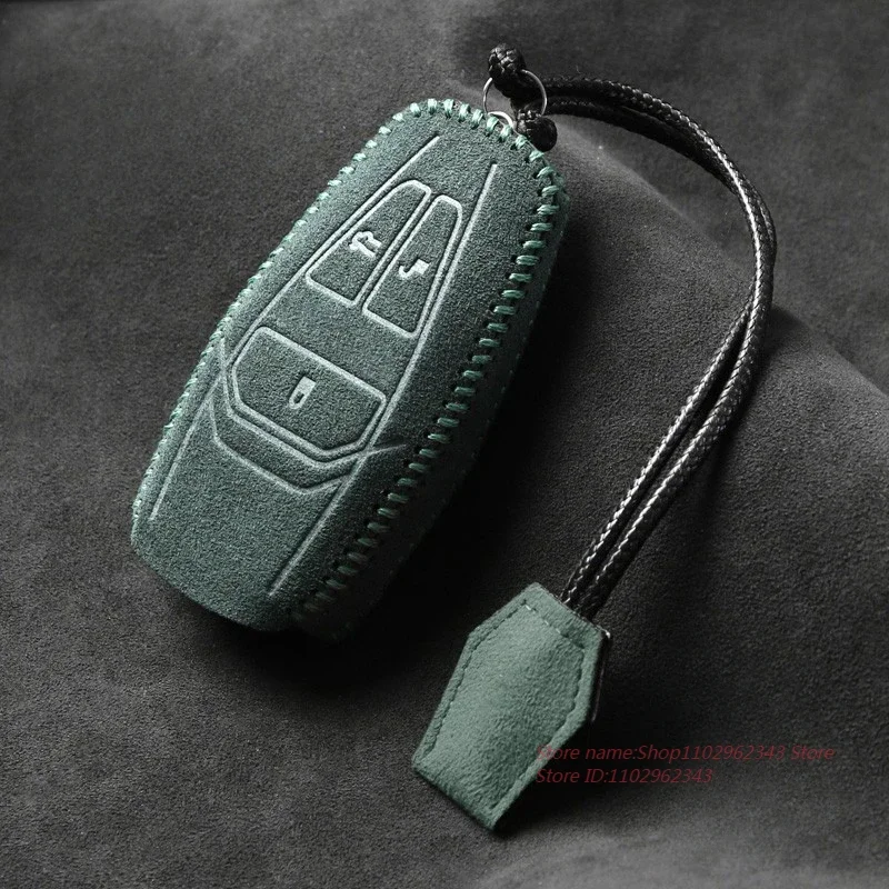 Alcantara Leather Key Fob Case For Aston Martin DB11, DBS, Vantage – Black, Protective Key Cover