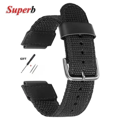 Durable 18mm Nylon Watch Strap - Canvas Sports Bracelet - 18mm (Black)
