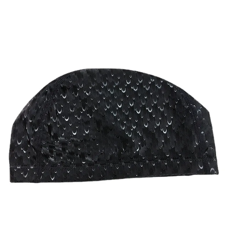 Adults Men Women Swimming Cap Waterproof PU Fabric Shark Skin Print Swim Pool Protect Ears Long Hair Bath Diving Hat Accessories 2