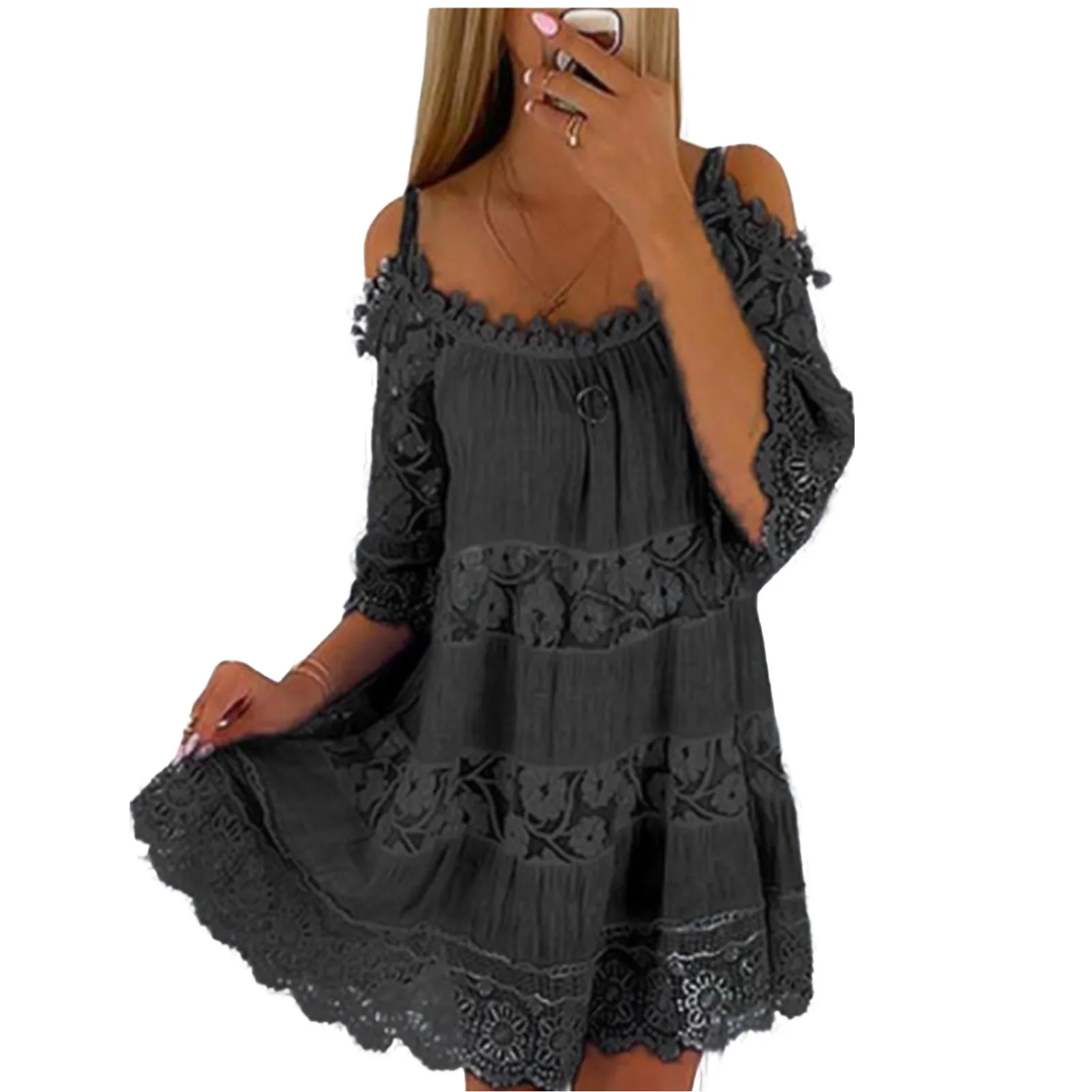 

Women Sexy Loose Cutout Dress Excellent Material Charming Casual Short Dress for Daily Dating Shopping Wear