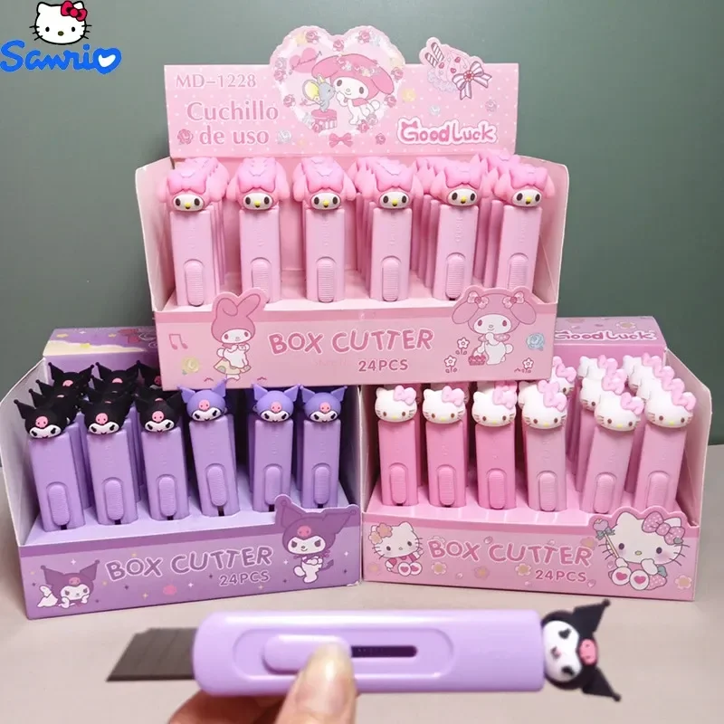 

Kawaii Sanrio Utility Knife Anime Kuromi Cinnamoroll Mymelody Cartoon Student Art Cutting Express Box Cutter Tool Toys Gifts