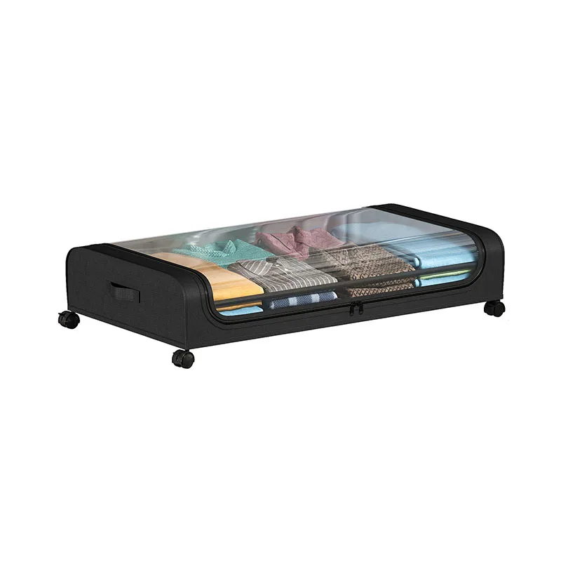 1PCS Underbed Storage Box Foldable Transparent Storage Box Rollers Clothes Shoes Books Toys Sundry storage