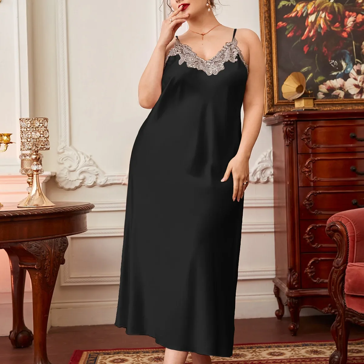 5xl Plus-Sized Sleepwear Women Camisolas Nightwear Dress Fashion Lace Nightgown Long Style Summer Thin Sexy Sleepwear Nightgown women nightgowns women nightdresses women camisole sleeping dress