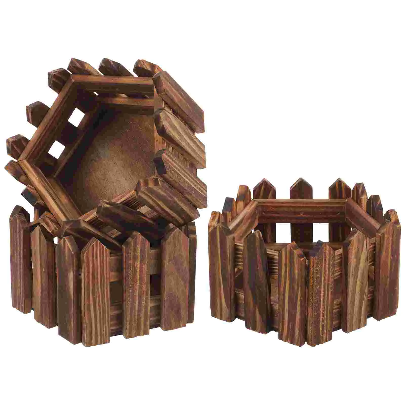 3pcs Wood Flower Planters Succulent 2