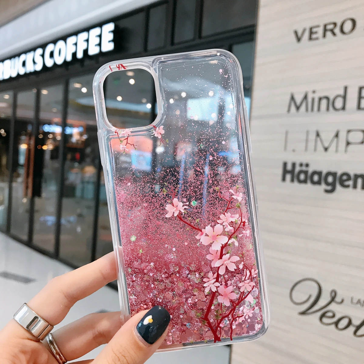Pink Liquid Quicksand Case For Samsung Galaxy S24 S23 S22 S21 Plus S25 FE S26 Ultra A56 A55 Glitter Flower Bling Clear TPU Cover — view 3