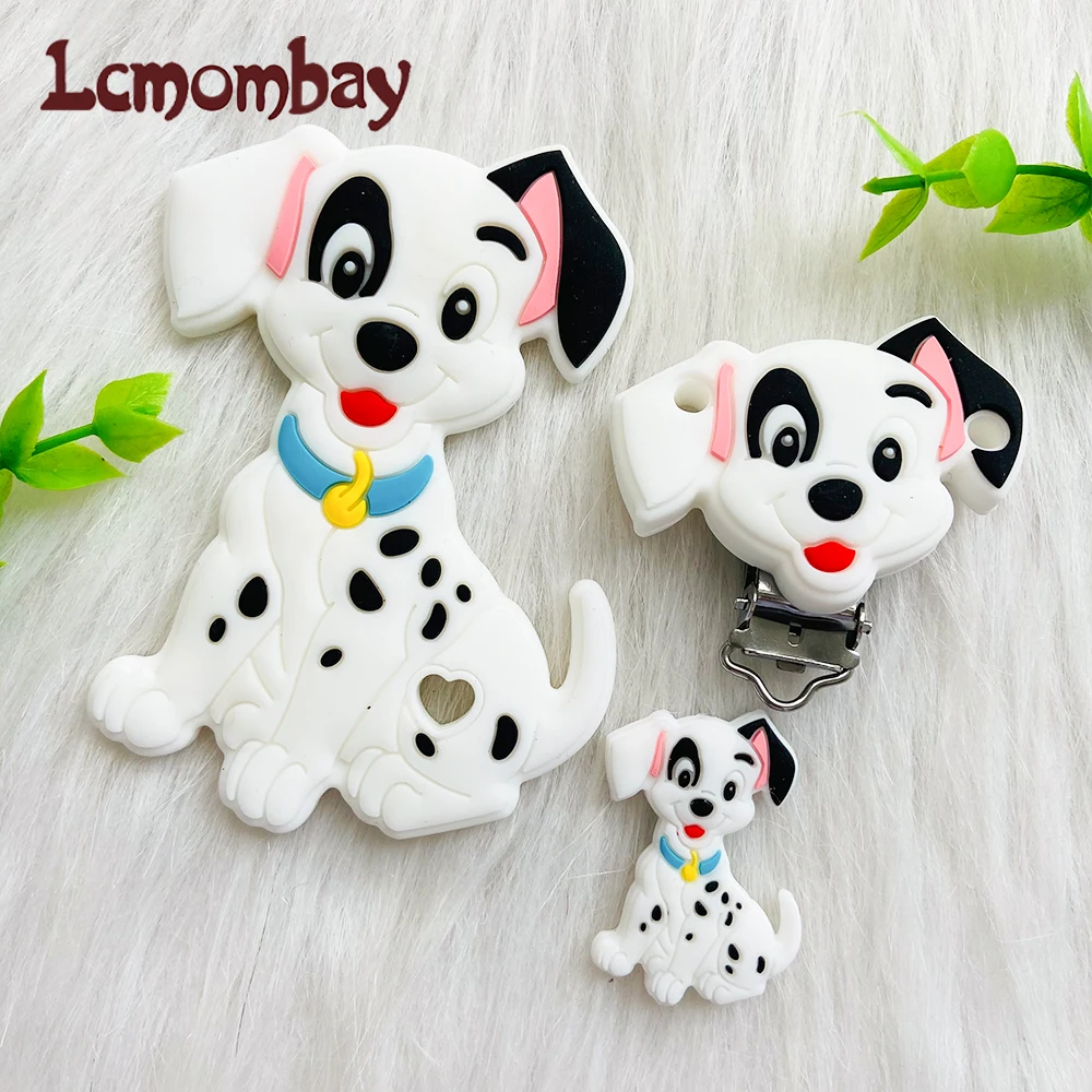 1/3/10Pc Dalmatians baby silicone beads teether clip cartoon animal tooth care pendant DIY pacifier chain accessories baby toys 2