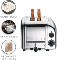 2 slice toaster, Chrome,classic  style modern performance, Defrost settings, mechanical browning controls 2