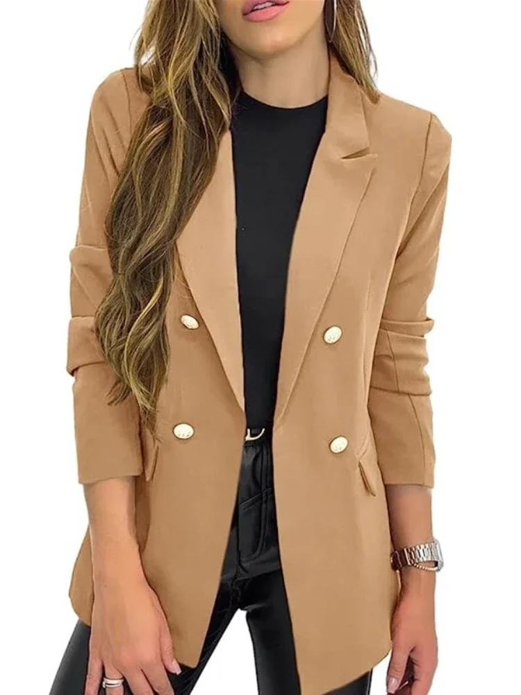 

Women's Blazers New in Outerwears Solid Color Casual Long Sleeved Lapel Button Small Suit Jacket Slim Elegant Fashion Suit Top