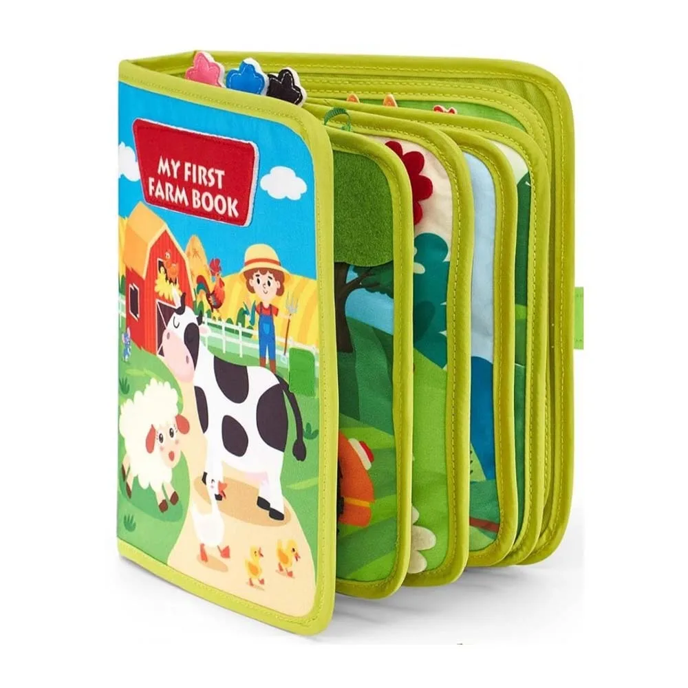 Educational Learning Farm Animal Story Montessori Felt Life Skills Matching Busy Cloth Quiet Book_voghion.com