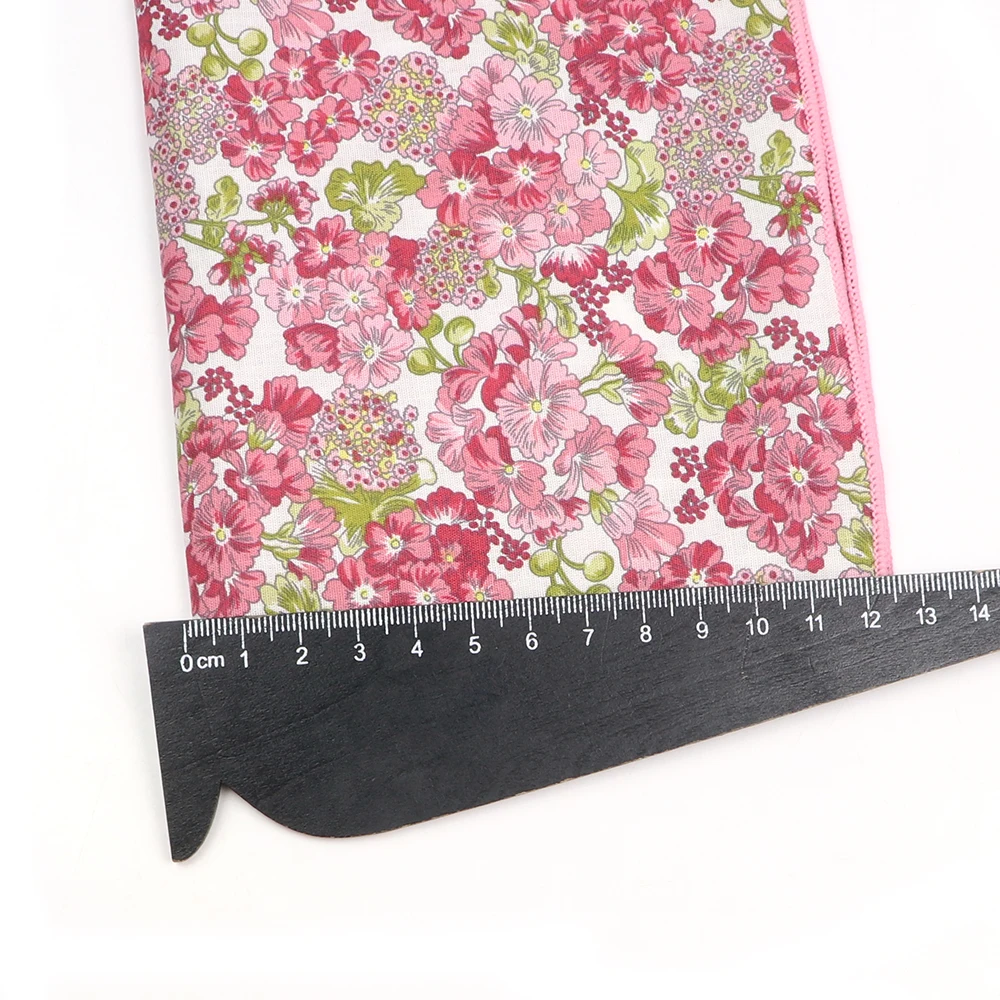 Cotton Floral Pattern Handkerchiefs Green Flower Pocket Square Hanky Cravat For Business Wedding Party Shirt Accessories