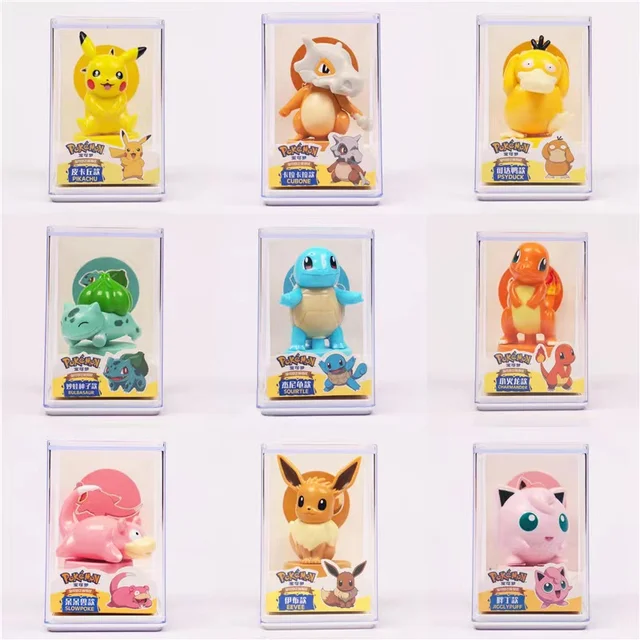 9 Style Pokemon Figures Toys Pikachu Seal Cartoon Series Anime Model  Ornaments Kids Birthday Gift 2