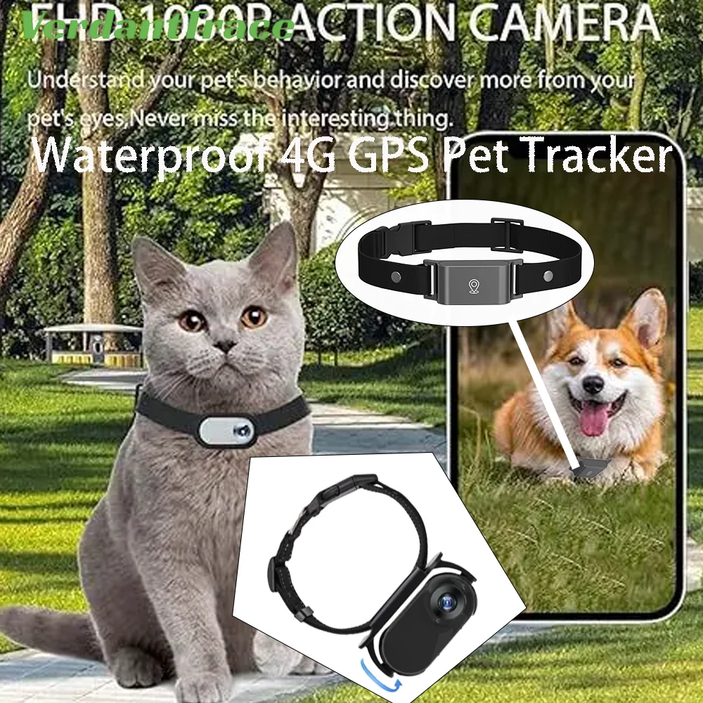 Waterproof 4G GPS Pet Tracker Mini Body Camera for Dog Cat Outdoor Adventures Smart Collar Tracking Video Recording VerdantTrace smart tracker,animal tracking collar,smart video camera