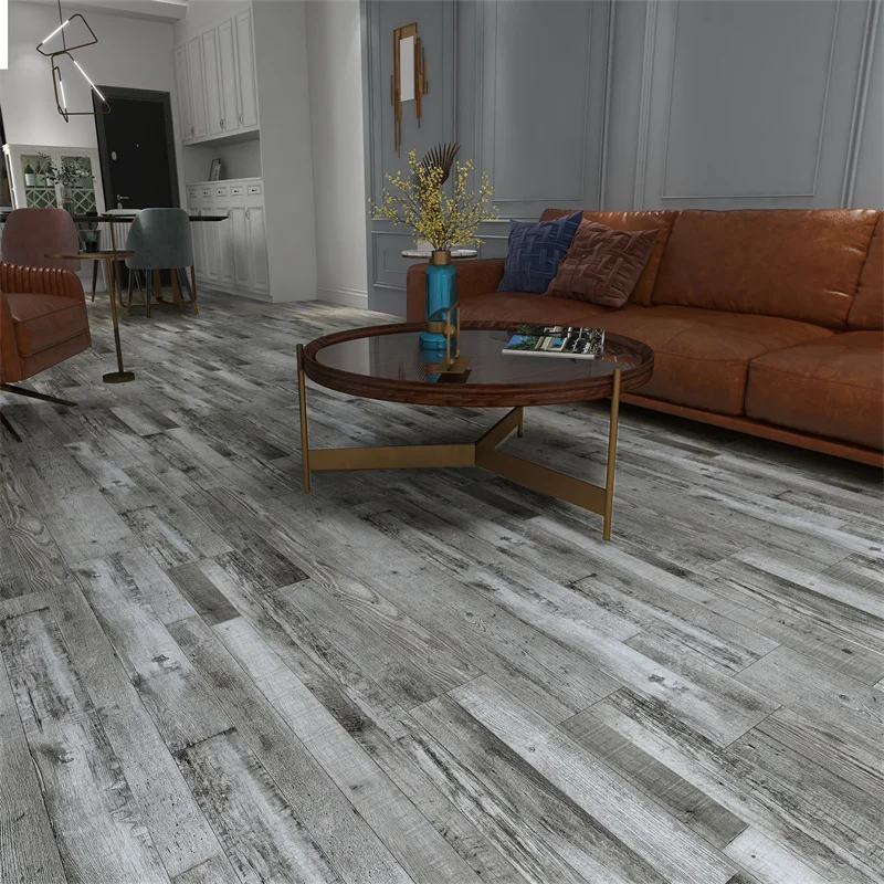 Manufacturer Provides 4mm 5mm 6mm 7mm 8mm Gray Plastic Wood Grain Spc Flooring Click Flooring