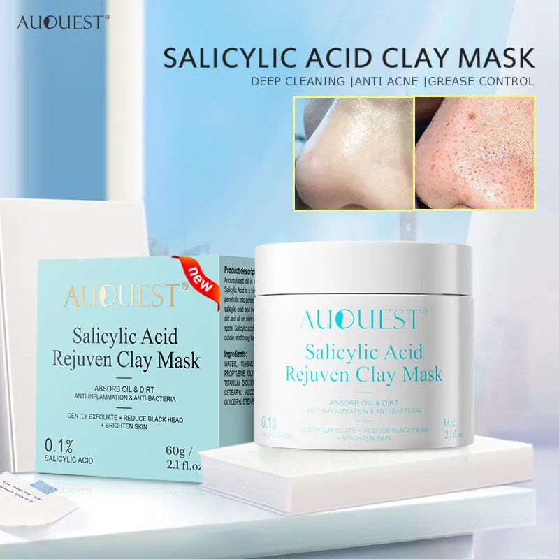 Auquest Salicylic Acid Face Mask Acne Blackhead Remover White Clay Mask