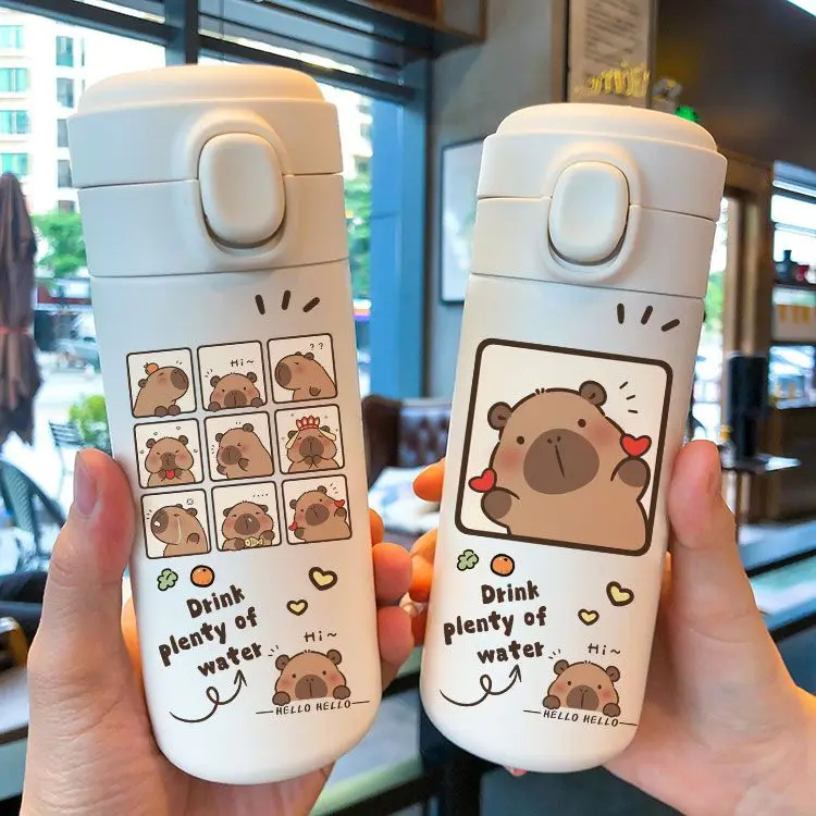 Capybara Anime Kids Thermos Mug Cute Cartoon Girl Milk Mug Capybara Kawaii Sports Water Bottle Coffee Cup Water Bottle Gift water bottle thermal mug thermal water bottle