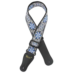 Vibrant Adjustable Pure Cotton Guitar Strap (GS - 02 Blue Flower)