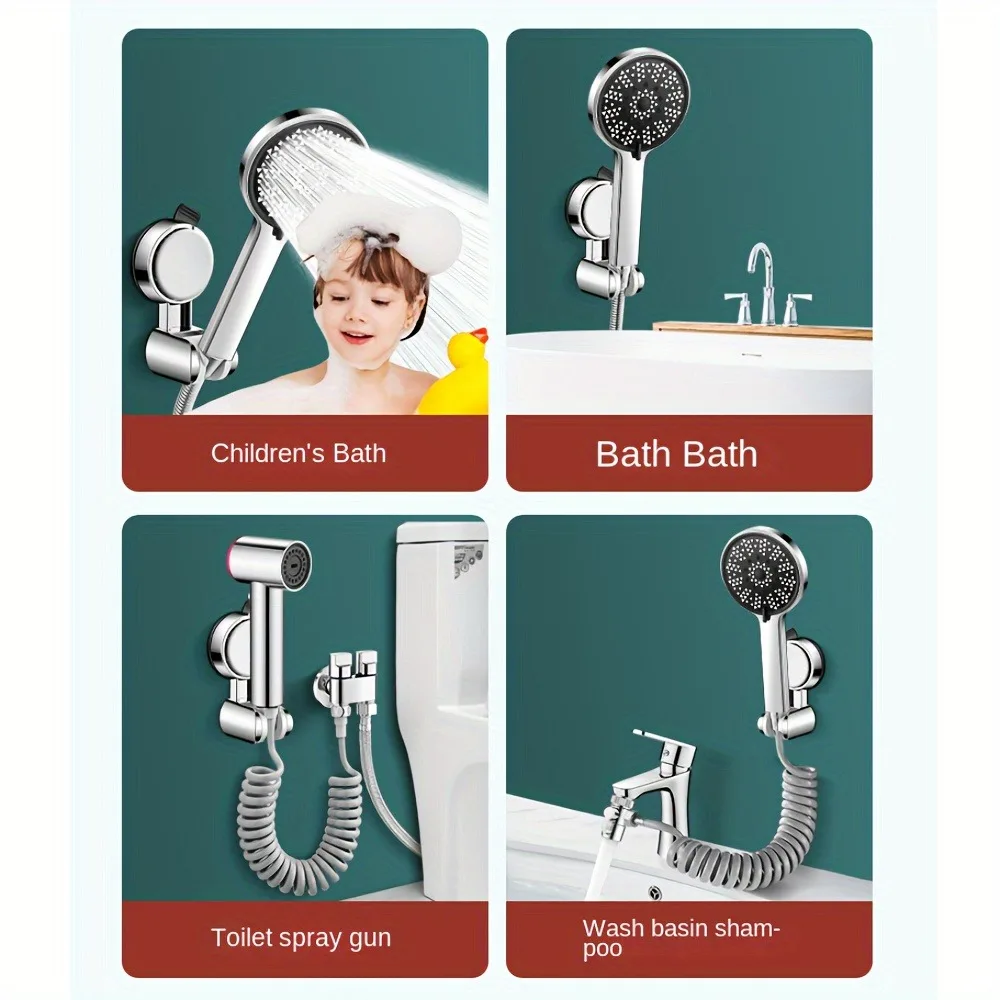 Showerhead Holder 1Pc Universal Adjustable Strong Adhesive ABS Shower Brackets Suction Cup Wall Mount Waterproof Base