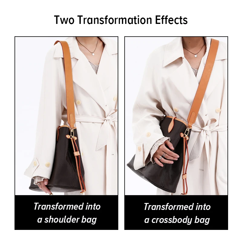 WUTA Crossbody Bag Strap Replacement for LV Neverfull Noe Genuine Leather Handbag Belts Adjustable Wide Shoulder Purse Straps