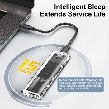 M.2 SSD Case NGFF SATA Hard Disk Box Type C USB 3.1 Transparent External SSD Case for 2230, 2242, 2260, 2280 NGFF M.2 Hard disk Case