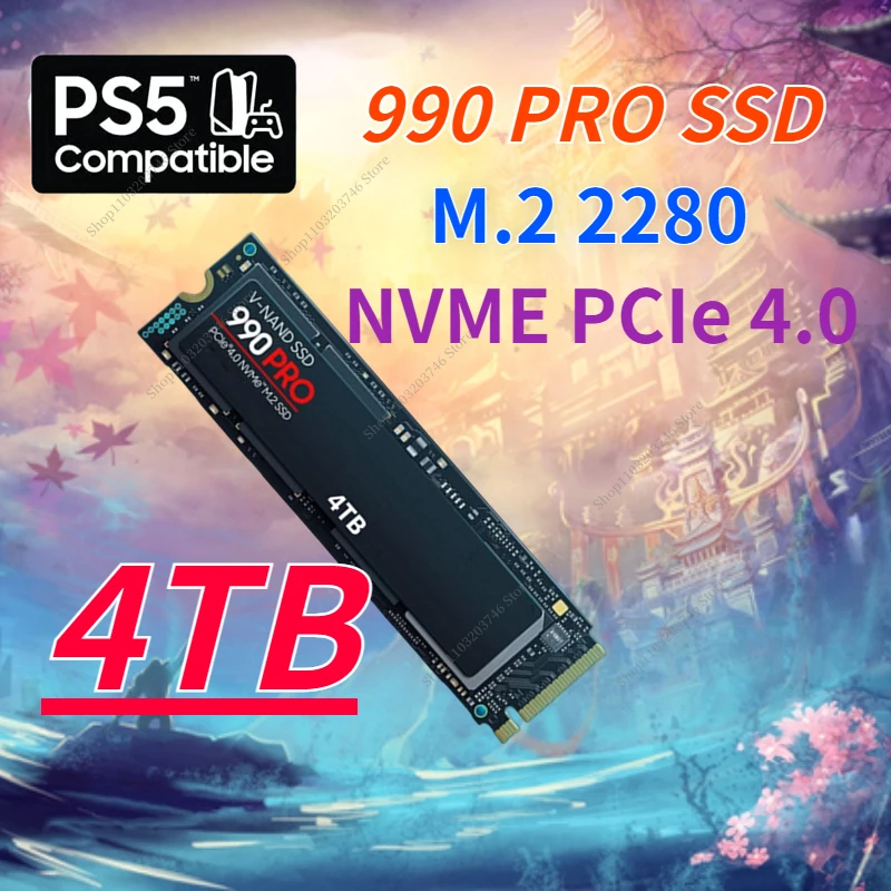 

2023 Newest 100% Original 990PRO 4TB 2TB 1TB SSD NVMe2.0 M.2 2280 PCIe Gen 4.0 x 4 Internal Solid State Drive PS5 Desktop Laptop