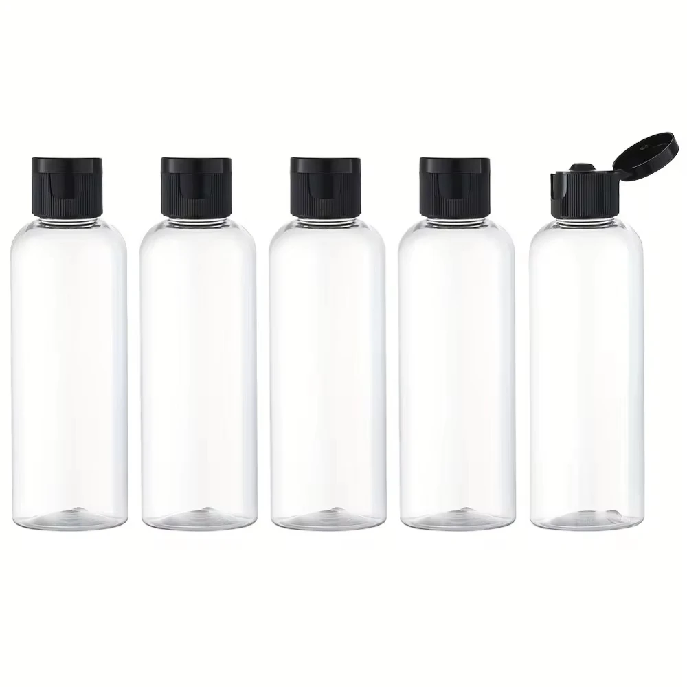 Refillable Empty Bottle 5PCS 30/50/100ML Refillable Empty Plastic Transparent Bottle with Flip Cap Portable Squeeze Shampoo Conditioner Travel Bottles