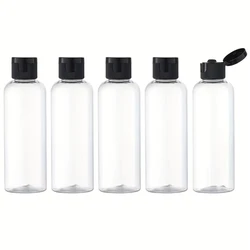 Set of 5 Transparent Refillable Travel Bottles with Flip Caps - 30/50/100ml Sizes (100ml)