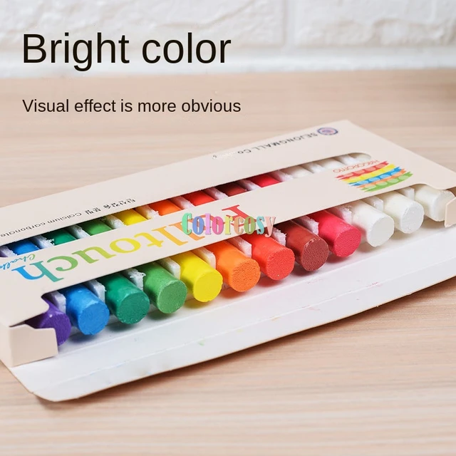 HAGOROMO Fulltouch Color Chalk Non-Toxic - [12 Pcs/10 Color Mix] 1 Box,  Dustless Washable Chalk for Kids, Professional Use